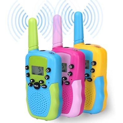 NK Pack, 3 Walkie Talkies für Kinder (4-9 Jahre), Reichweite 3 km, LED-Display, 8 Kanäle, Taschenlampe, il. Batterien, ideales Weihnachts- und Geburtstagsgesche (3 Einheiten) NK Pack, 3 Walkie Talkies für Kinder (4-9 Jahre), Reichweite 3 km, LED-Display, 8 Kanäle, Taschenlampe, il. Batterien, ideales Weihnachts- und Geburtstagsgesche (3 Einheiten)