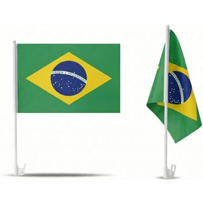 Sonia Originelli 2er Set Auto Fahne Brasilien Autofahnen Brasilianische Flagge 30 x 45 cm, Fußball Fanartikel, WM & EM, Länderflagge Brasilien Sonia Originelli 2er Set Auto Fahne Brasilien Autofahnen Brasilianische Flagge 30 x 45 cm, Fußball Fanartikel, WM & EM, Länderflagge Brasilien