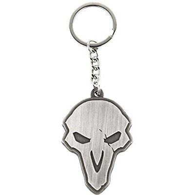 Gaya Entertainment Gaya Ovewatch Schlüsselanhänger mit Sensenmann, Totenkopf, Metall, 15 cm, silberfarben, Robust Gaya Entertainment Gaya Ovewatch Schlüsselanhänger mit Sensenmann, Totenkopf, Metall, 15 cm, silberfarben, Robust