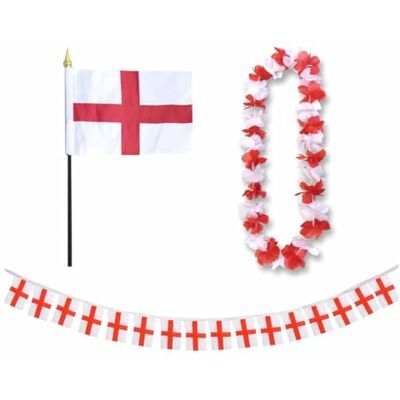 Sonia Originelli Fanset Fanartikel Fahnen Girlande Fähne für die Hand Blumenkette Hawaiikette EM WM Fussball Farbe: England Sonia Originelli Fanset Fanartikel Fahnen Girlande Fähne für die Hand Blumenkette Hawaiikette EM WM Fussball Farbe: England