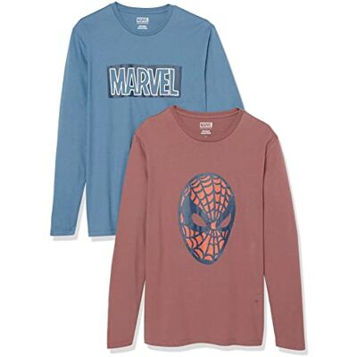 Amazon Disney Marvel Star Wars Herren Langärmelige T-Shirts, 2er-Pack, Marvel Spider-Man, XS Amazon Disney Marvel Star Wars Herren Langärmelige T-Shirts, 2er-Pack, Marvel Spider-Man, XS
