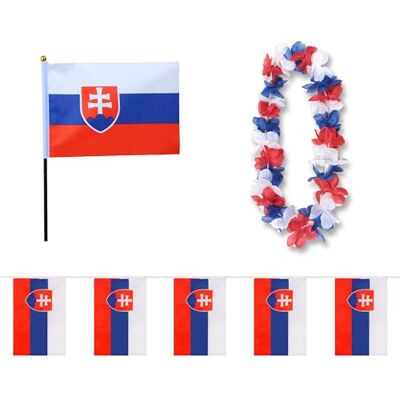 Sonia Originelli Slowakei Fan-Set 9 mit Tischfahne, Girlande und Hawaiikette Fanartikel in der slowakischen Nationalflagge für WM, EM und Events Sonia Originelli Slowakei Fan-Set 9 mit Tischfahne, Girlande und Hawaiikette Fanartikel in der slowakischen Nationalflagge für WM, EM und Events