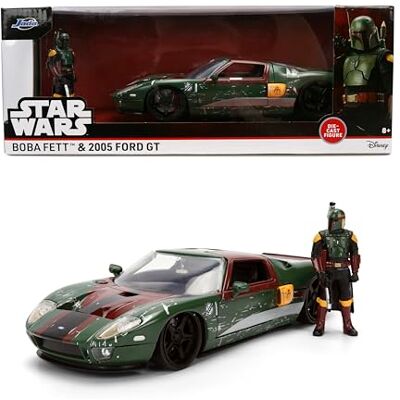 Jada Star Wars Boba Fett mit 2005 Ford GT Druckguss-Fahrzeug und Figuren-Set im Maßstab 1:24 Jada Star Wars Boba Fett mit 2005 Ford GT Druckguss-Fahrzeug und Figuren-Set im Maßstab 1:24