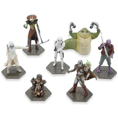 Disney Official Star Wars The Mandalorian Figurenspielset Mando mit Grogu, Sturmtruppler, Zeb, Rotta der Hutte, Embo Sammelfiguren 16 x 12 x 9 cm Disney Official Star Wars The Mandalorian Figurenspielset Mando mit Grogu, Sturmtruppler, Zeb, Rotta der Hutte, Embo Sammelfiguren 16 x 12 x 9 cm