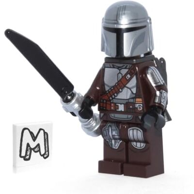 Lego Star Wars The Mandalorian (Din Djarin / Mando) Minifigure with Silver Beskar Armor and Cape Lego Star Wars The Mandalorian (Din Djarin / Mando) Minifigure with Silver Beskar Armor and Cape