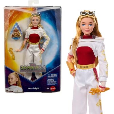 Mattel Disney Zombies 4: Dawn of The Vampires Nova Bright Modepuppe mit abnehmbarem Outfit und 5 Zubehörteilen, inspiriert vom Film, JFG33 Mattel Disney Zombies 4: Dawn of The Vampires Nova Bright Modepuppe mit abnehmbarem Outfit und 5 Zubehörteilen, inspiriert vom Film, JFG33