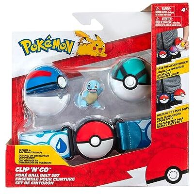 Pokémon PKW3161 Clip and Go Pokéball Gürtel Set Superball, Netzball & Schiggy, offizielles Set mit Figur Pokémon PKW3161 Clip and Go Pokéball Gürtel Set Superball, Netzball & Schiggy, offizielles Set mit Figur