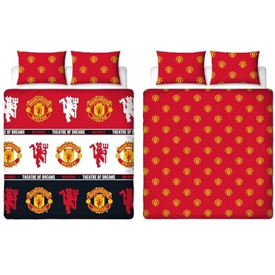 United Offizielles Doppelbettbezug-Set von FC, Patch-Design Roter, wendbarer, zweiseitiger Fußball-Bettbezug, offizielles Merchandise, inklusive passender Kissenbezüge United Offizielles Doppelbettbezug-Set von FC, Patch-Design Roter, wendbarer, zweiseitiger Fußball-Bettbezug, offizielles Merchandise, inklusive passender Kissenbezüge