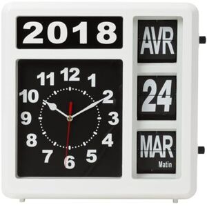 Perel Quadratische Uhr mit Flip-Over-Kalender, ideal für Sehbehinderte und Personen mit Alzheimer oder Demenz, analog, 31 x 31 cm, weiß/schwarz, französische Version Perel Quadratische Uhr mit Flip-Over-Kalender, ideal für Sehbehinderte und Personen mit Alzheimer oder Demenz, analog, 31 x 31 cm, weiß/schwarz, französische Version