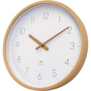 ALBA Wanduhr Buche/Glas, Helles Holz/weißer Boden, Moyen ALBA Wanduhr Buche/Glas, Helles Holz/weißer Boden, Moyen