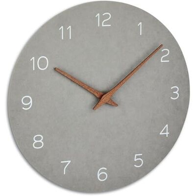 TFA Dostmann Wanduhr analog in Holz-Optik, 60.3054.10, Zeiger aus Holz, ohne Tickgeräusche, batteriebetrieben, 29,7cm Durchmesser, betongrau TFA Dostmann Wanduhr analog in Holz-Optik, 60.3054.10, Zeiger aus Holz, ohne Tickgeräusche, batteriebetrieben, 29,7cm Durchmesser, betongrau