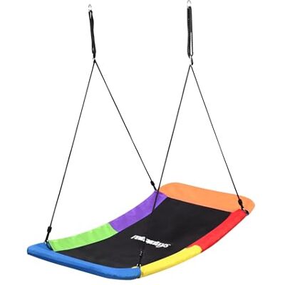 Relaxdays Nestschaukel, eckig, Schaukelnest Kinder & Erwachsene, bunt 150 kg, Mehrkindschaukel gekrümmt, BxT: 150x80 cm Relaxdays Nestschaukel, eckig, Schaukelnest Kinder & Erwachsene, bunt 150 kg, Mehrkindschaukel gekrümmt, BxT: 150x80 cm