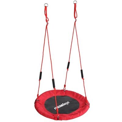 Relaxdays Nestschaukel, runde Hängeschaukel, Schaumstoffgriffe, Kinder, verstellbar, Outdoor, Ø: 80 cm, bis 100 kg, rot Relaxdays Nestschaukel, runde Hängeschaukel, Schaumstoffgriffe, Kinder, verstellbar, Outdoor, Ø: 80 cm, bis 100 kg, rot
