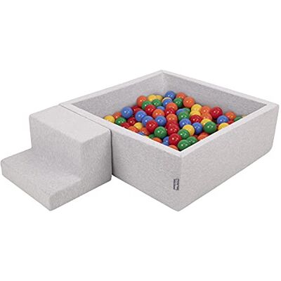 KiddyMoon Spielplatz Aus Schaumstoff Mit Quadrat Bällebad (100 Bälle) Ballgruben Für Babys Spielbad Hindernisläufen, Hergestellt In Der EU, Hellgrau:Gelb/Grün/Blau/Rot/Orange KiddyMoon Spielplatz Aus Schaumstoff Mit Quadrat Bällebad (100 Bälle) Ballgruben Für Babys Spielbad Hindernisläufen, Hergestellt In Der EU, Hellgrau:Gelb/Grün/Blau/Rot/Orange