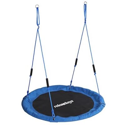 Relaxdays Nestschaukel, runde Hängeschaukel Schaumstoffgriffe, Kinder, verstellbar, Outdoor, Ø: 120 cm, bis 100 kg, blau Relaxdays Nestschaukel, runde Hängeschaukel Schaumstoffgriffe, Kinder, verstellbar, Outdoor, Ø: 120 cm, bis 100 kg, blau
