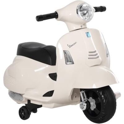 HOMCOM Elektro Motorrad Kinder VESPA 6V Elektromotorrad 1,5-3 Jahren Weiß Abnehmbare Stützrädern Scheinwerfer, Kindermotorrad mit Hupe 3km/h Motorrad für Kinder HOMCOM Elektro Motorrad Kinder VESPA 6V Elektromotorrad 1,5-3 Jahren Weiß Abnehmbare Stützrädern Scheinwerfer, Kindermotorrad mit Hupe 3km/h Motorrad für Kinder