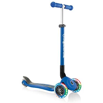 Globber Primo Foldable Lights – Tretroller Kinder, 120/80 mm, ABEC 5, 3-rädrig, höhenverstellbar, LED-Rollen, dunkelblau Globber Primo Foldable Lights – Tretroller Kinder, 120/80 mm, ABEC 5, 3-rädrig, höhenverstellbar, LED-Rollen, dunkelblau