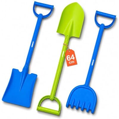alldoro XXL Sandspielzeuge Set für Kinder, 2 Schaufeln & 1 Harke, je 64 cm Sandkasten-Zubehör, Strandspielzeug, Robustes extra großes Spielzeug für kleine Baumeister ab 18 Monaten alldoro XXL Sandspielzeuge Set für Kinder, 2 Schaufeln & 1 Harke, je 64 cm Sandkasten-Zubehör, Strandspielzeug, Robustes extra großes Spielzeug für kleine Baumeister ab 18 Monaten