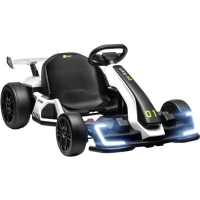 HOMCOM 24 V Elektro Go-Kart für Kinder Drift-Funktion für 6-12 Jahre Weiß Bis 12 Km/h, Gokart, Drift-Kart, 2 Motoren, Verstellbarem Sitz, Sanftanlauf, Musik & Hupe, Kinderauto, Kinderfahrzeug HOMCOM 24 V Elektro Go-Kart für Kinder Drift-Funktion für 6-12 Jahre Weiß Bis 12 Km/h, Gokart, Drift-Kart, 2 Motoren, Verstellbarem Sitz, Sanftanlauf, Musik & Hupe, Kinderauto, Kinderfahrzeug