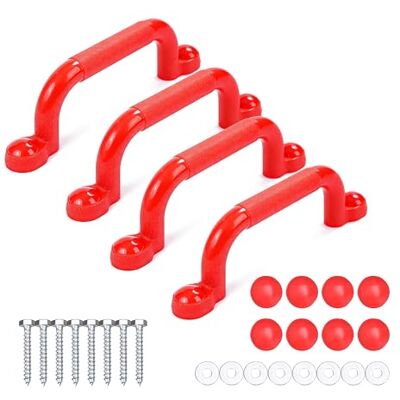 Relaxdays Klettergerüst Griffe, 4er Pack, je Haltegriff bis 100 kg, Spielturm & Hochbett, Zubehör, Kunststoff, rot Relaxdays Klettergerüst Griffe, 4er Pack, je Haltegriff bis 100 kg, Spielturm & Hochbett, Zubehör, Kunststoff, rot