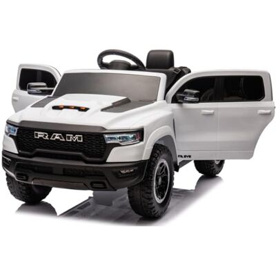 Playhouse Dodge RAM 1500, 2 Motoren 90W, Bluetooth, Schlüssel, 4 Stoßdämpfer, Eva Räder, 12V 9ah, Fernbedienung, Kinderauto Kinderfahrzeug Kinder Elektroauto (Weiß) Playhouse Dodge RAM 1500, 2 Motoren 90W, Bluetooth, Schlüssel, 4 Stoßdämpfer, Eva Räder, 12V 9ah, Fernbedienung, Kinderauto Kinderfahrzeug Kinder Elektroauto (Weiß)