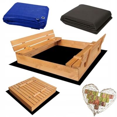 Sunwood Sandkasten Imprägniert aus Holz Sandbox mit Abdeckung Sitzbänken Deckel Plane Sandkiste Sunwood Sandkasten Imprägniert aus Holz Sandbox mit Abdeckung Sitzbänken Deckel Plane Sandkiste