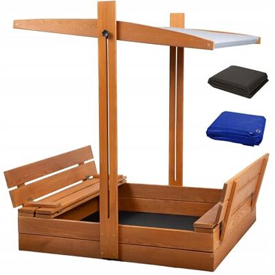 Sunwood Sandkasten Imprägniert mit Dach Sitzbank iSonnenschutz UV-Schutz Sandbox mit Abdeckung mit Sitzbänken mit Plane Sandkiste Holz 100x100 (100x100 Dach Grau) Sunwood Sandkasten Imprägniert mit Dach Sitzbank iSonnenschutz UV-Schutz Sandbox mit Abdeckung mit Sitzbänken mit Plane Sandkiste Holz 100x100 (100x100 Dach Grau)