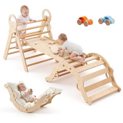 VEVOR Kletterdreieck, 9-in-1 Kletterspielzeug, mit Holzautos, Kissen, Kletterdreieck, Rutsche & Kletterbogen, bis 68 kg Belastbar, Montessori Indoor Spielset für Kinder im Alter von 1 bis 3 Jahren VEVOR Kletterdreieck, 9-in-1 Kletterspielzeug, mit Holzautos, Kissen, Kletterdreieck, Rutsche & Kletterbogen, bis 68 kg Belastbar, Montessori Indoor Spielset für Kinder im Alter von 1 bis 3 Jahren