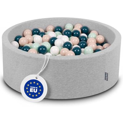 KiddyMoon Bällebad 90X30cm/300 Bälle ∅ 7Cm Bällepool Mit Bunten Bällen Für Babys Kinder Rund, Hellgrau:Dunkeltürkis/Pastellbeige/Weiß/Minze KiddyMoon Bällebad 90X30cm/300 Bälle ∅ 7Cm Bällepool Mit Bunten Bällen Für Babys Kinder Rund, Hellgrau:Dunkeltürkis/Pastellbeige/Weiß/Minze