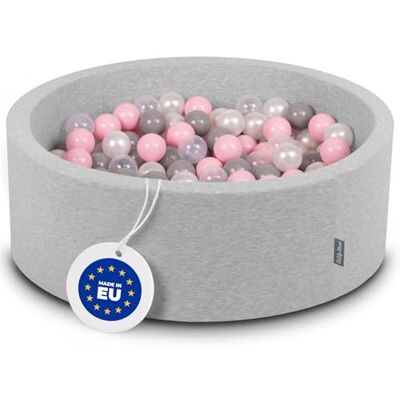 KiddyMoon Bällebad 90X30cm/200 Bälle ∅ 7Cm Bällepool Mit Bunten Bällen Für Babys Kinder Rund, Hellgrau:Perle/Grau/Transparent/Rosa KiddyMoon Bällebad 90X30cm/200 Bälle ∅ 7Cm Bällepool Mit Bunten Bällen Für Babys Kinder Rund, Hellgrau:Perle/Grau/Transparent/Rosa
