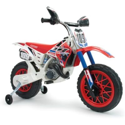 INJUSA Elektromotorrad Cross CR, Batterie 6V, für Kinder +3 Jahre, mit Gummistreifen am Antriebsrad, Stützrädern und Gashebel an der Faust, Geschwindigkeit 5 Km/h, Farbe Weiß INJUSA Elektromotorrad Cross CR, Batterie 6V, für Kinder +3 Jahre, mit Gummistreifen am Antriebsrad, Stützrädern und Gashebel an der Faust, Geschwindigkeit 5 Km/h, Farbe Weiß
