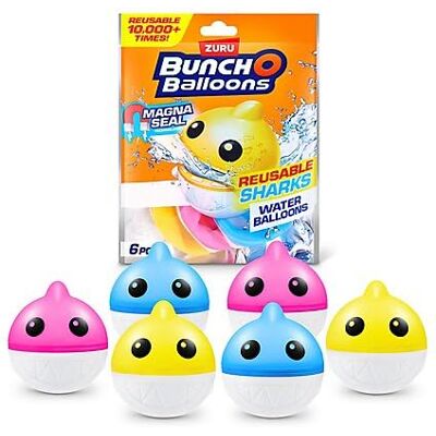Zuru Bunch O Balloons Wiederverwendbare Hai-Wasserballons (6er-Pack) – Mit Magnet-Verschluss (Magna Seal) – Nachhaltiger Wasserspaß Zuru Bunch O Balloons Wiederverwendbare Hai-Wasserballons (6er-Pack) – Mit Magnet-Verschluss (Magna Seal) – Nachhaltiger Wasserspaß