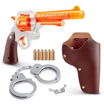 XSHOT Role Play Cowboy von ZURU – Western Blaster Rollenspiel-Set mit LED-Lauf, 6 Schuss, Handschellen, Sheriff-Stern, Messer & Holster, Outdoor-Spielzeug für Kinder ab 5 Jahren XSHOT Role Play Cowboy von ZURU – Western Blaster Rollenspiel-Set mit LED-Lauf, 6 Schuss, Handschellen, Sheriff-Stern, Messer & Holster, Outdoor-Spielzeug für Kinder ab 5 Jahren