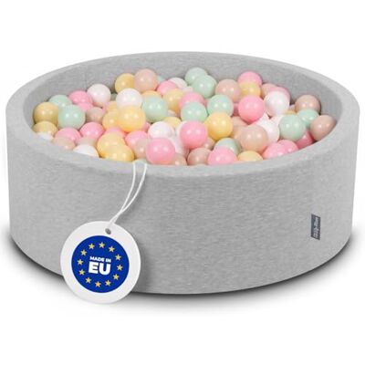 KiddyMoon Bällebad 90X30cm/200 Bälle ∅ 7Cm Bällepool Mit Bunten Bällen Für Babys Kinder Rund, Hellgrau:Pastellbeige/Pastellgelb/Weiß/Minze/Puderrosa KiddyMoon Bällebad 90X30cm/200 Bälle ∅ 7Cm Bällepool Mit Bunten Bällen Für Babys Kinder Rund, Hellgrau:Pastellbeige/Pastellgelb/Weiß/Minze/Puderrosa