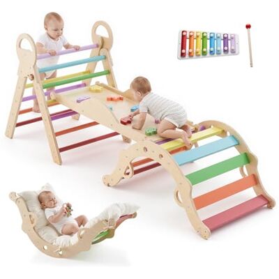 VEVOR Kletterdreieck, 9-in-1 Kletterspielzeug, mit Xylophon, Kissen, Kletterdreieck, Rutsche & Kletterbogen, bis 68 kg Belastbar, Montessori Indoor Spielset für Kinder im Alter von 1 bis 3 Jahren VEVOR Kletterdreieck, 9-in-1 Kletterspielzeug, mit Xylophon, Kissen, Kletterdreieck, Rutsche & Kletterbogen, bis 68 kg Belastbar, Montessori Indoor Spielset für Kinder im Alter von 1 bis 3 Jahren