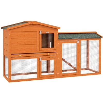 PawHut Kaninchenstall, auf Zwei Etagen, mit Rampe 150x45x85 cm Orange aus Holz, Hasenstall mit Freilaufgehege, Bitumendach, Winterfest, Mehrere Eingänge, Herausnehmbare Schublade Kleintierstall PawHut Kaninchenstall, auf Zwei Etagen, mit Rampe 150x45x85 cm Orange aus Holz, Hasenstall mit Freilaufgehege, Bitumendach, Winterfest, Mehrere Eingänge, Herausnehmbare Schublade Kleintierstall