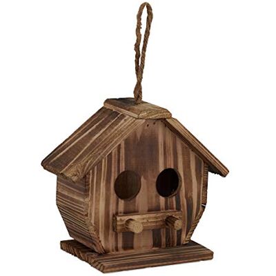 Relaxdays Deko Vogelhaus, gebranntes Holz, Vogelhäuschen zum aufhängen, für draußen, HBT: 28,5 x 19 x 10,5 cm, Natur Relaxdays Deko Vogelhaus, gebranntes Holz, Vogelhäuschen zum aufhängen, für draußen, HBT: 28,5 x 19 x 10,5 cm, Natur