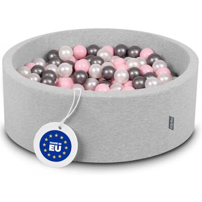 KiddyMoon Bällebad 90X30cm/300 Bälle ∅ 7Cm Bällepool Mit Bunten Bällen Für Babys Kinder Rund, Hellgrau:Perle/Rosa/Silbern KiddyMoon Bällebad 90X30cm/300 Bälle ∅ 7Cm Bällepool Mit Bunten Bällen Für Babys Kinder Rund, Hellgrau:Perle/Rosa/Silbern