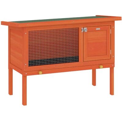 PawHut Hasenstall aus Holz Bitumendach für Kleintiere 90x45x65 cm Orange Kaninchenstall, Erhöhter Kaninchenkäfig, Herausziehbare Schublade, Tür, Metallgitter, Hasenkäfig, Outdoor PawHut Hasenstall aus Holz Bitumendach für Kleintiere 90x45x65 cm Orange Kaninchenstall, Erhöhter Kaninchenkäfig, Herausziehbare Schublade, Tür, Metallgitter, Hasenkäfig, Outdoor
