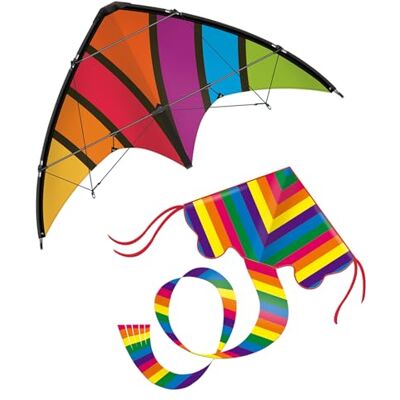 GÜNTHER FLUGSPIELE 30121 Sportlenkdrachen Top Loop & Einleinerdrachen Rainbow, 2 Stück, Outdoor Spielzeug für Kinder, Jugendliche und Erwachsene GÜNTHER FLUGSPIELE 30121 Sportlenkdrachen Top Loop & Einleinerdrachen Rainbow, 2 Stück, Outdoor Spielzeug für Kinder, Jugendliche und Erwachsene