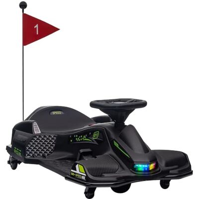 HOMCOM Kinder Elektro Gokart mit Driftmodus für 8-12 Jahre 12 V Schwarz 3-8km/h, Langsamem Start, Drift Kart, Go Kart mit Lichtern Musik, Sicherheitsgurt, Kinderfahrzeug HOMCOM Kinder Elektro Gokart mit Driftmodus für 8-12 Jahre 12 V Schwarz 3-8km/h, Langsamem Start, Drift Kart, Go Kart mit Lichtern Musik, Sicherheitsgurt, Kinderfahrzeug