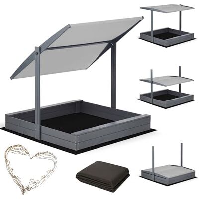 Sunwood Sandkasten mit Dach 120x120 140x140 150x150 Imprägniert Modell 2025 mit Sonnenschutz mit UV 100+ Schutz Sandbox mit Sandkastenvlies Holz, Sandkiste Sandbox Anthrazit (120x120 Dach Grau) Sunwood Sandkasten mit Dach 120x120 140x140 150x150 Imprägniert Modell 2025 mit Sonnenschutz mit UV 100+ Schutz Sandbox mit Sandkastenvlies Holz, Sandkiste Sandbox Anthrazit (120x120 Dach Grau)