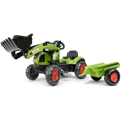 Falk 2040ML Claas Tretbaggerlader mit Anhänger, Tretbagger, Kinder-Trettraktor mit Lenkrad und Hupe, für Kinder von 2 bis 5 Jahren, Aufsitzspielzeug – Grün Falk 2040ML Claas Tretbaggerlader mit Anhänger, Tretbagger, Kinder-Trettraktor mit Lenkrad und Hupe, für Kinder von 2 bis 5 Jahren, Aufsitzspielzeug – Grün