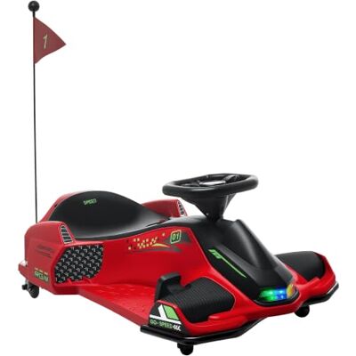 HOMCOM Kinder Elektro Gokart mit Driftmodus für 8-12 Jahre 12 V Rot 3-8km/h, Langsamem Start, Drift Kart, Go Kart mit Lichtern Musik, Sicherheitsgurt, Kinderfahrzeug HOMCOM Kinder Elektro Gokart mit Driftmodus für 8-12 Jahre 12 V Rot 3-8km/h, Langsamem Start, Drift Kart, Go Kart mit Lichtern Musik, Sicherheitsgurt, Kinderfahrzeug