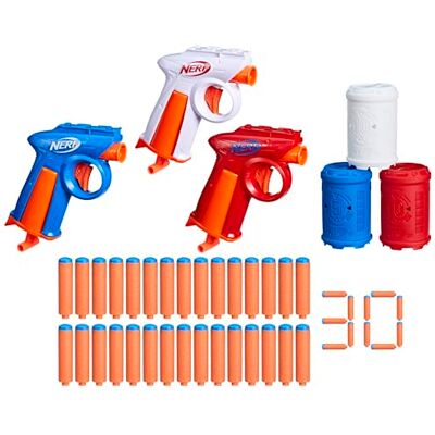NERF N Series Backyard Triple Pack, 3 Blaster mit 30 N1 Darts und 3 Zielen für Abenteuer und Spaß mit Freunden ab 8 Jahren, Outdoor-Spielzeug mit großer Reichweite, Geschenk für Jungen NERF N Series Backyard Triple Pack, 3 Blaster mit 30 N1 Darts und 3 Zielen für Abenteuer und Spaß mit Freunden ab 8 Jahren, Outdoor-Spielzeug mit großer Reichweite, Geschenk für Jungen
