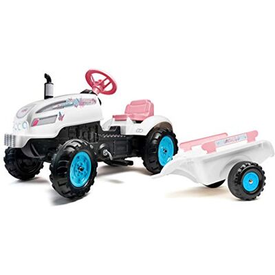 Falk Traktor mit Pedalen Butterfly Farmer mit Anhänger – ab 2 Jahren Motorhaube zum Öffnen – Lenkrad mit Hupe – 2042AB Falk Traktor mit Pedalen Butterfly Farmer mit Anhänger – ab 2 Jahren Motorhaube zum Öffnen – Lenkrad mit Hupe – 2042AB