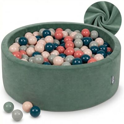 KiddyMoon Velours Bällebad Rund für Babys 90x30 mit 200 Bälle 7cm Ballgruben Sensorik Spielzeug Waldgrün Dunkeltürkis Pastellbeige Grüngrau Lachsfarben KiddyMoon Velours Bällebad Rund für Babys 90x30 mit 200 Bälle 7cm Ballgruben Sensorik Spielzeug Waldgrün Dunkeltürkis Pastellbeige Grüngrau Lachsfarben