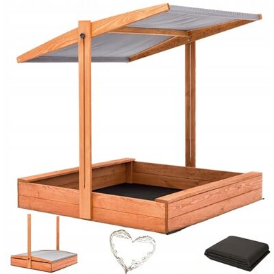 Sunwood Sandkasten Imprägniert mit Verstellbarer Dach mit Sonnenschutz mit UV 100+ Schutz Sandbox mit Sandkastenvlies Holz, Sandkiste Sandbox (120x120 Grau) Sunwood Sandkasten Imprägniert mit Verstellbarer Dach mit Sonnenschutz mit UV 100+ Schutz Sandbox mit Sandkastenvlies Holz, Sandkiste Sandbox (120x120 Grau)