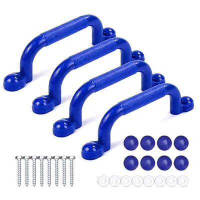 Relaxdays Klettergerüst Griffe, 4er Pack, je Haltegriff bis 100 kg, Spielturm & Hochbett, Zubehör, Kunststoff, blau Relaxdays Klettergerüst Griffe, 4er Pack, je Haltegriff bis 100 kg, Spielturm & Hochbett, Zubehör, Kunststoff, blau