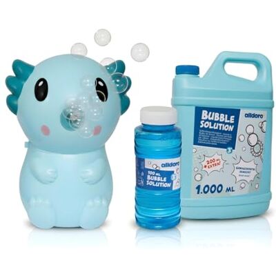 alldoro 2-in-1 Seifenblasen-Set, Bubble-Spielzeug, Pusteblasen-Spielzeug Seifenblasenmaschine Axolotl & Seifenblasen-Flüssigkeit Nachfüllflasche 1,2 L, Für Kinder ab 3 Jahren alldoro 2-in-1 Seifenblasen-Set, Bubble-Spielzeug, Pusteblasen-Spielzeug Seifenblasenmaschine Axolotl & Seifenblasen-Flüssigkeit Nachfüllflasche 1,2 L, Für Kinder ab 3 Jahren